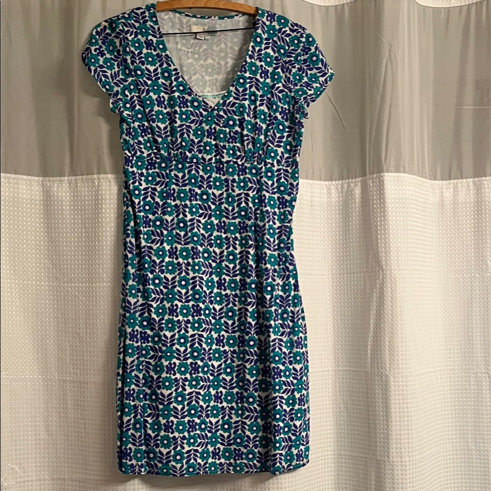 Boden Blue and Green Floral Mini Dress